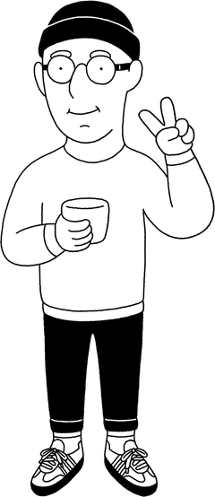Illustration of a person drinking coffee